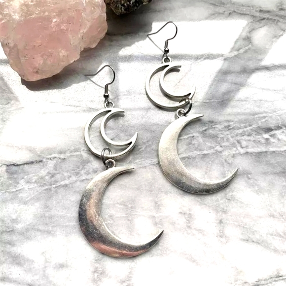 Iron Fist Jewelry - Double crecent moon drop earrings